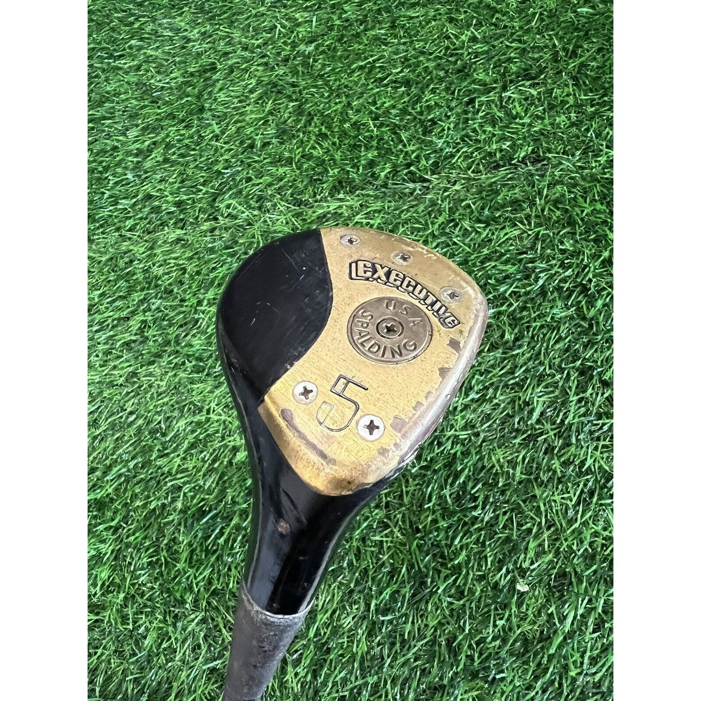 Spalding Executive 5 Wood Steel Shaft Original Grip Worn NECKS TIGHT (fw146)